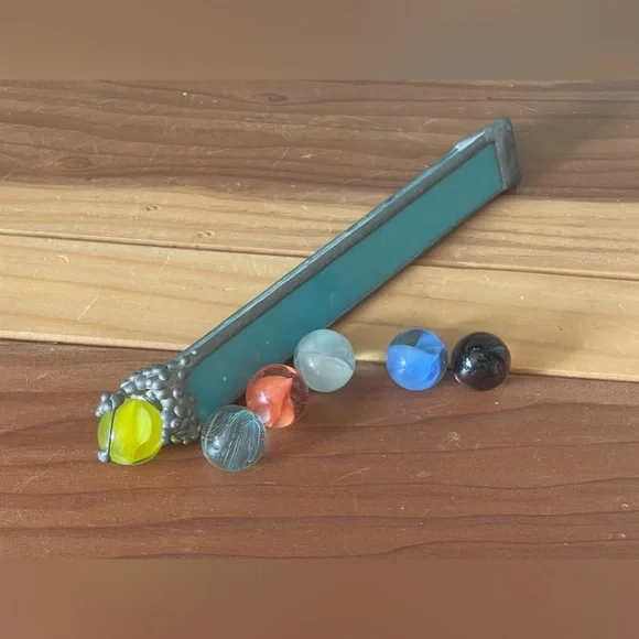 Vintage Green Stained Glass 6 Marbles Kaleidoscope 8” Handmade Works Great
